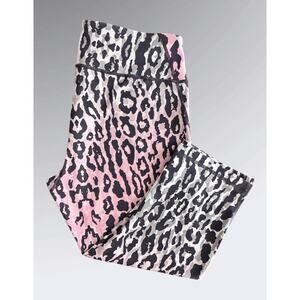Zella Capris Leggings Pink Black Leopard Print, Women's Med.